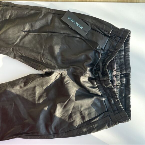 Marciano Leather Jet Black Joggers NWT XS - Picture 1 of 12